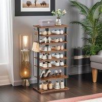 Rafaelo Mobilia 8 Tier Wide Shoe Rack in Brown