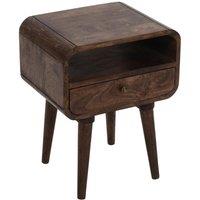 IH Design Malena Dark Mango Wood Bedside Table with Drawer in Brown
