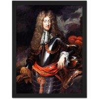 Artery8 Wall Art Print Portrait King James II England Painting Royal Historic Large Framed Wall Dcor Art in Light Oak | Size: W18 x H24