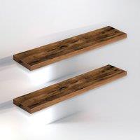 Rafaelo Mobilia Set of 2 Floating Shelves 100cm wide in Brown
