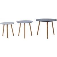 Orsina Durable Set of 3 Round Tables, Triangular Coffee Tables Set, Long Lasting Rounded Top Wood Table for Indoor in Grey