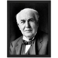 Artery8 Wall Art Print Portrait Inventor Thomas Alva Edison Old Photo Large Framed Wall Dcor Art in Light Oak | Size: W18 x H24