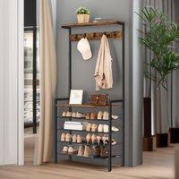 Rafaelo Mobilia Industrial Hall Tree Large Hall Stand in Brown