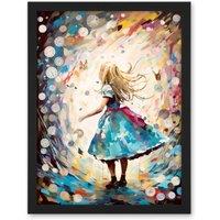 Artery8 Wall Art Print Alice in Wonderland Clocks Down the Rabbit Hole Large Framed Wall Dcor Art in Light Oak | Size: W18" x H24"