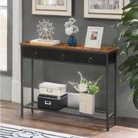 Storvo Slim Console Table with 3 Non-woven Drawers in Brown