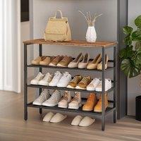 Rafaelo Mobilia 4-Tier Shoe Rack with 3 Adjustable Mesh Shelves in Brown