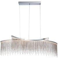 Netlighting Orphelia LED Curve Twin Bar Pendant Light Fine Silver Chain Waterfall Effect Polished Chrome Warm White in Grey