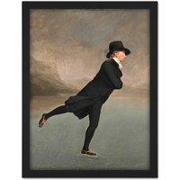 Artery8 Wall Art Print Raeburn Skating Minister Duddingston Painting Large Framed Wall Dcor Art in Light Oak | Size: W18 x H24