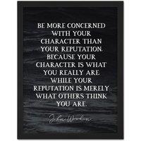 Artery8 Wall Art Print Slate Quote John Wooden Character What You Are Coach Large Framed Wall Dcor Art in Light Oak | Size: W18 x H24