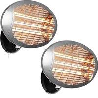 Primrose Twin Pack 2KW Infrared Electric Garden Outdoor Indoor Patio Heater in Metallic Silver