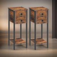 Rafaelo Mobilia Set of 2 Double Drawer Bedside Tables in Brown