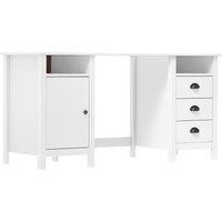 Berkfield Home Desk Hill White 150x50x74 cm Solid Pine Wood | Size: 150 x 50 x 74 cm