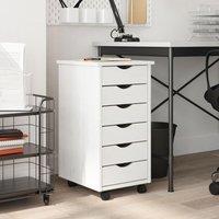 Berkfield Home Rolling Cabinet with Drawers MOSS White Solid Wood Pine