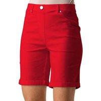 Roman Women's Elastic Waist Turn Up Stretch Shorts in Red | Size: 22