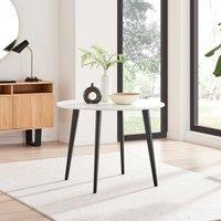 FurnitureboxUK Koko 4-Seater Round Melamine Scratch Resistant Dining Table With Black Legs in White