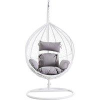 Orsina Cut Out Sides White Hanging Chair with Round Base, Comfortable Seating Swing Chair, Easy to Clean Chair