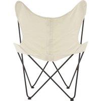 Orsina Compact Ivory Butterfly Chair, Sling Seat Occasional Chair For Outdoor Garden, Durable Accent Lounge Chair in Cream