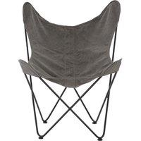 Orsina Compact Ivory Butterfly Chair, Sling Seat Occasional Chair For Outdoor Garden, Durable Accent Lounge Chair in Grey