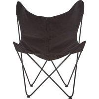 Orsina Compact Ivory Butterfly Chair, Sling Seat Occasional Chair For Outdoor Garden, Durable Accent Lounge Chair in Black