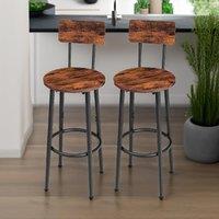 Rafaelo Mobilia Set of 2 Bar Stools with Backrest in Brown
