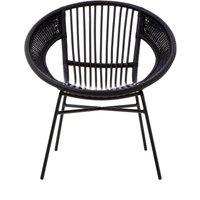 Orsina Comfortable Natural Rattan & Black Iron Arm Chair, Durable Outdoor Chair, Versatile Natural Dining Chair