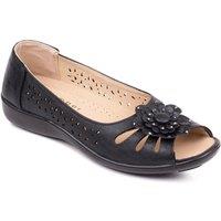 Chums Women's Flower Slip On Open Toe Sandal in Black | Size: 5