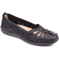 Chums Women's Wide Fit Slip On Cut Out Shoe in Black | Size: 4