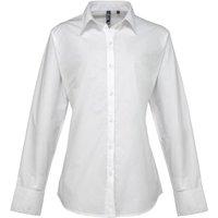 Premier Women's Supreme Heavy Poplin Long Sleeve Work Shirt in White | Size: 26