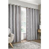 Appletree 'Harvest' Jacquard Pair of Eyelet Curtains in Silver | Size: 117 cm width x 137 cm drop
