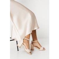 Wallis Women's Wide Fit Sophia Soft Twist Low Block Heel Sandals in Neutral | Size: 4