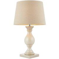 Netlighting Marsham Table Lamp Linen Effect Ivory Painted Wood E14 in White