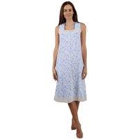 Camille Women's Lightweight Jersey Cotton Sleeveless Floral Nightdresses in Aqua | Size: 22-24