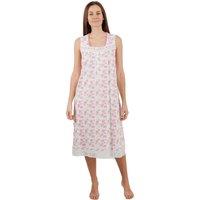 Camille Women's Lightweight Jersey Cotton Sleeveless Floral Nightdresses in Pink | Size: 14-16