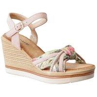 IVACHY Women's Wedge Sandals - Floral Tropical Design in Pink | Size: 7.5