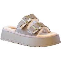 IVACHY Women's Platform Fashion Sandals with Faux Fur in Khaki | Size: 6