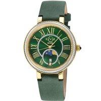 Genoa SS IP Gold Case, Green MOP Dial, Authentic Handmade Ion Green Suede Leather Strap