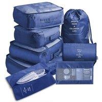 Leaper 8 Piece Waterproof Compact Travel Baggage Set in Dark Blue