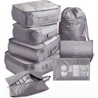 Leaper 8 Piece Waterproof Compact Travel Baggage Set in Grey