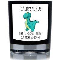 60 SECOND MAKEOVER Baldysaurus, Like A Normal Baldy But More Awesome Dinosaur Funny 20cl Candle in Black