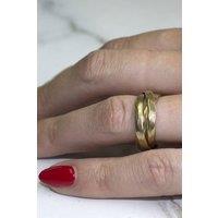 Otis Jaxon London Women's Gold Plated Sterling Silver Unisex Hammered Russian Wedding Ring | Size: O