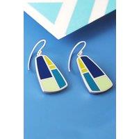 Otis Jaxon London Women's Enamelled Sterling Silver Blue & Yellow Drop Earrings