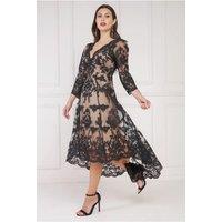 Scalloped Lace Dipped Hem Midi Dress