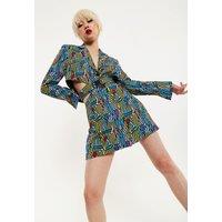 Mini Jacket Dress Lightning Bolt Print With Buckle Fastening