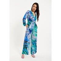 Turquoise Marble Print Jumpsuit