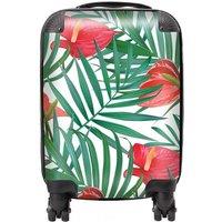 Warren Reed - Designer Tropical Flowers & Palm Leaves Suitcase in Green | Size: Large