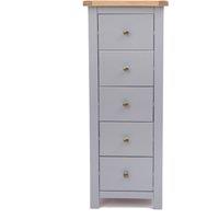 Cabinet Bits Mirano 5 Drawer Narrow Chest of Drawers Brass Knob in Grey