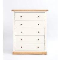 Cabinet Bits Trevi 5 Drawer Chest of Drawers Brass Knob in Off-White