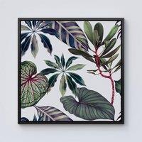 Warren Reed - Designer Watercolor Tropical Leaf Framed Canvas in Black | Size: W16 x H16
