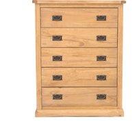 Cabinet Bits Lucca 5 Drawer Chest of Drawers Bras Drop Handle in Light Brown