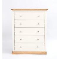 Cabinet Bits Trevi 5 Drawer Chest of Drawers Chrome Knob in Off-White